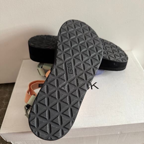 New Teva Platform Sherbert Sandals Universal Multicolor Buckle Strap Sz 10 - Picture 7 of 7